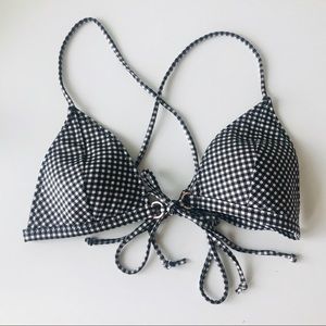 LA Hearts Gingham Black and White Bikini Top